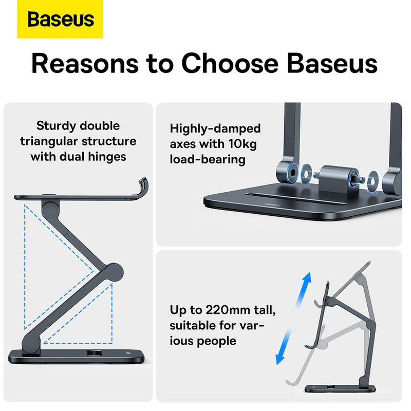 Load image into Gallery viewer, Baseus Desktop Biaxial Foldable Metal Stand For Tablets - Gray
