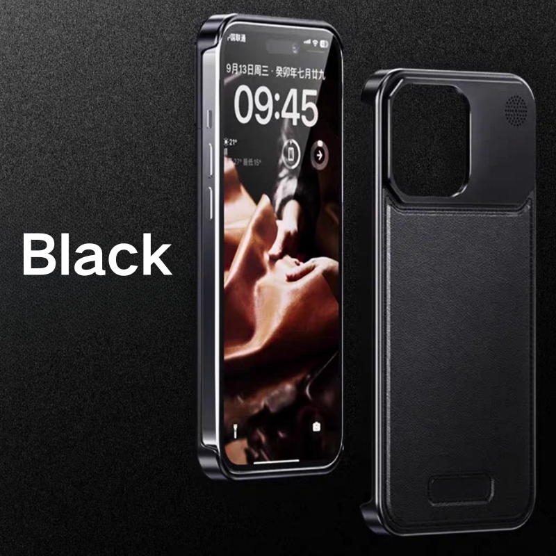 Apple iPhone 16/Pro/Pro Max Leather Titanium Gray Metal Frameless Telescopic Essentials Series Case - i-Station Mobile Phone & Electronic Device Repair and Accessories