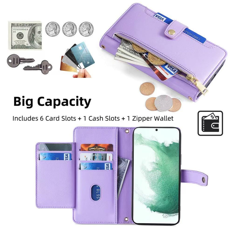 Load image into Gallery viewer, [With Card Slot] Samsung Galaxy S26/Plus/Ultra - Multi-Function Flip Leather Zipper Wallet Case With Wrist &amp; Shoulder Strap - i-Station Mobile Phone &amp; Electronic Device Repair and Accessories
