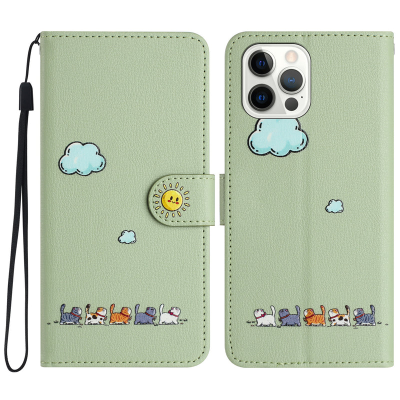 Load image into Gallery viewer, [With Card Slot] Apple iPhone 15/Plus/Pro/Pro Max Cartoon Flip Genuine Leather Series Case
