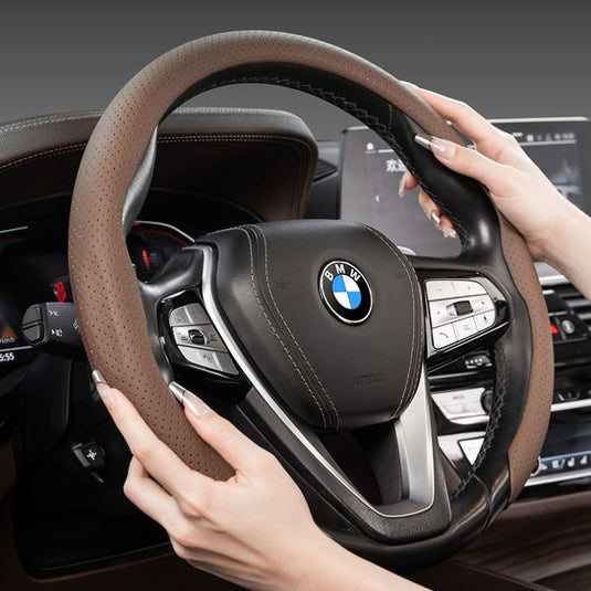 Universal Nappa Leather Steering Wheel Cover – For Four Season & Non-slip & Breathable & Scratch-resistant & Wear-resistant & Perforated Design - i-Station Mobile Phone & Electronic Device Repair and Accessories