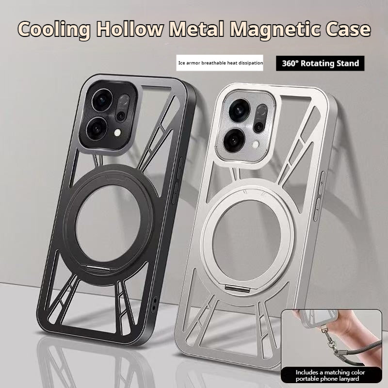 Load image into Gallery viewer, OPPO Find X9/Pro 360° rotation Stand Ice-Cooling Hollow Metal Magnetic Case
