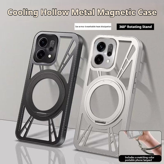 OPPO Find X9/Pro 360° rotation Stand Ice-Cooling Hollow Metal Magnetic Case