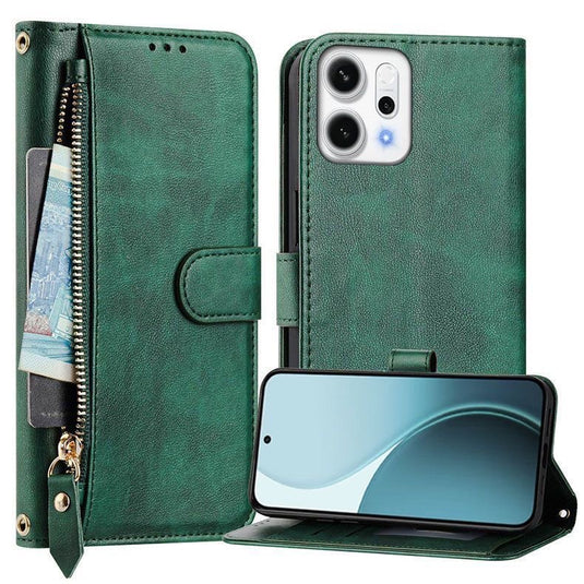[With Card Slot] OPPO Reno14 & Pro - PU Leather Full-Body Flip Zipper Wallet Case
