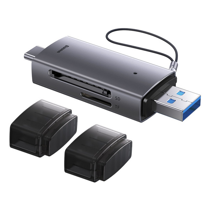 Load image into Gallery viewer, Baseus Lite Series USB-A &amp; Type-C to SD/TF Card Reader (WKQX060113) - Dark Gray - i-Station Mobile Phone &amp; Electronic Device Repair and Accessories

