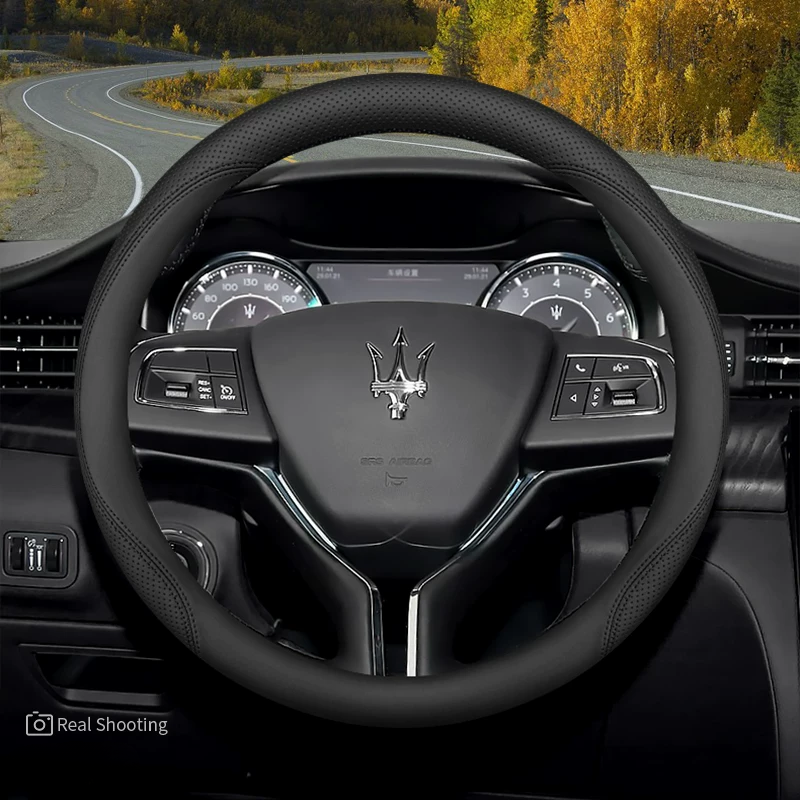 Load image into Gallery viewer, Maserati Premium Nappa Leather Breathable Ultra-Thin Non-Slip Steering Wheel Cover For Quattroporte, Ghibli, Levante - i-Station Mobile Phone &amp; Electronic Device Repair and Accessories
