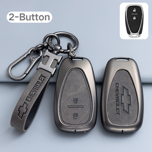 Chevrolet Zinc Alloy + PU Leather Car Key Fob Case Cover For Cavalier, Malibu, Cruze, Trax, Monza, Sail