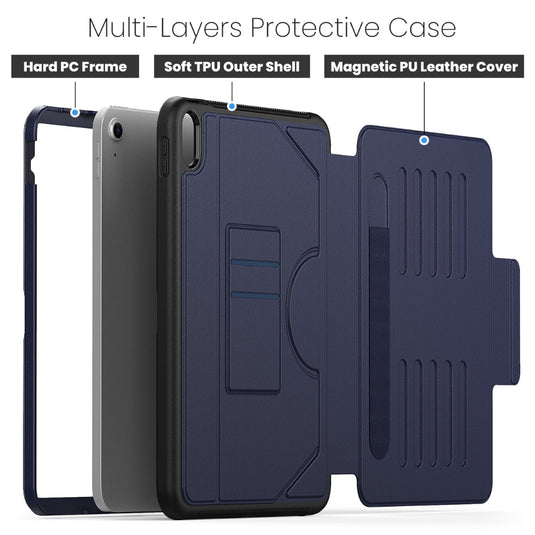 [With Card Slot] Apple iPad 10.2" 7th/8th/9th (2019/2020/2021) - PC + TPU + PU 3 in 1 Smart Magnetic Auto Sleep Drop Proof Case