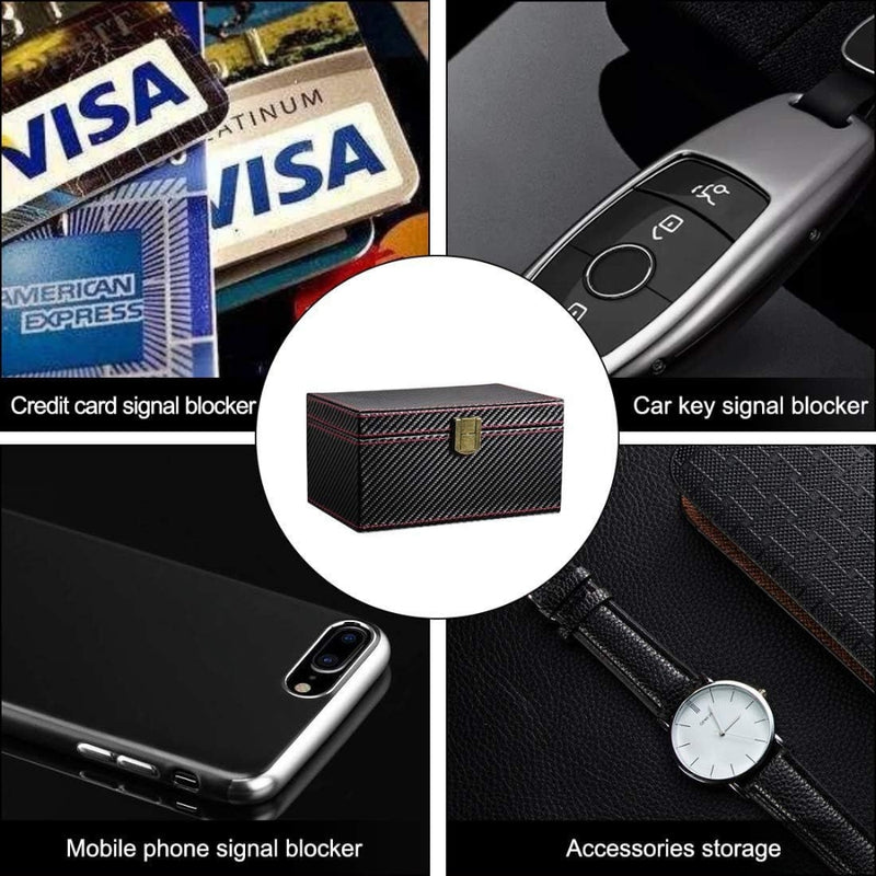 Load image into Gallery viewer, Car Key Carbon Fiber Pattern Leather Signal Blocking Box
