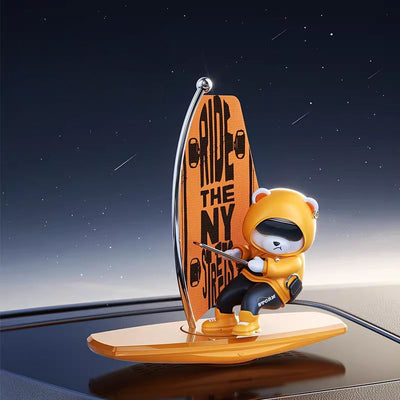 Surfing Bear Dashboard Ornament – Fun, Cute & Moves with Your Car