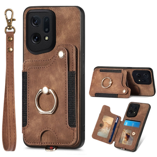 [With Card Slot] OPPO Find X5/Pro - Vintage Detachable Wallet Shockproof Stand Phone Case