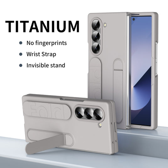 [Built-in Stand] [With Wrist Strap] Samsung Galaxy Z Fold 4(SM-F936) - Skin feel Holder Shockproof Phone Case