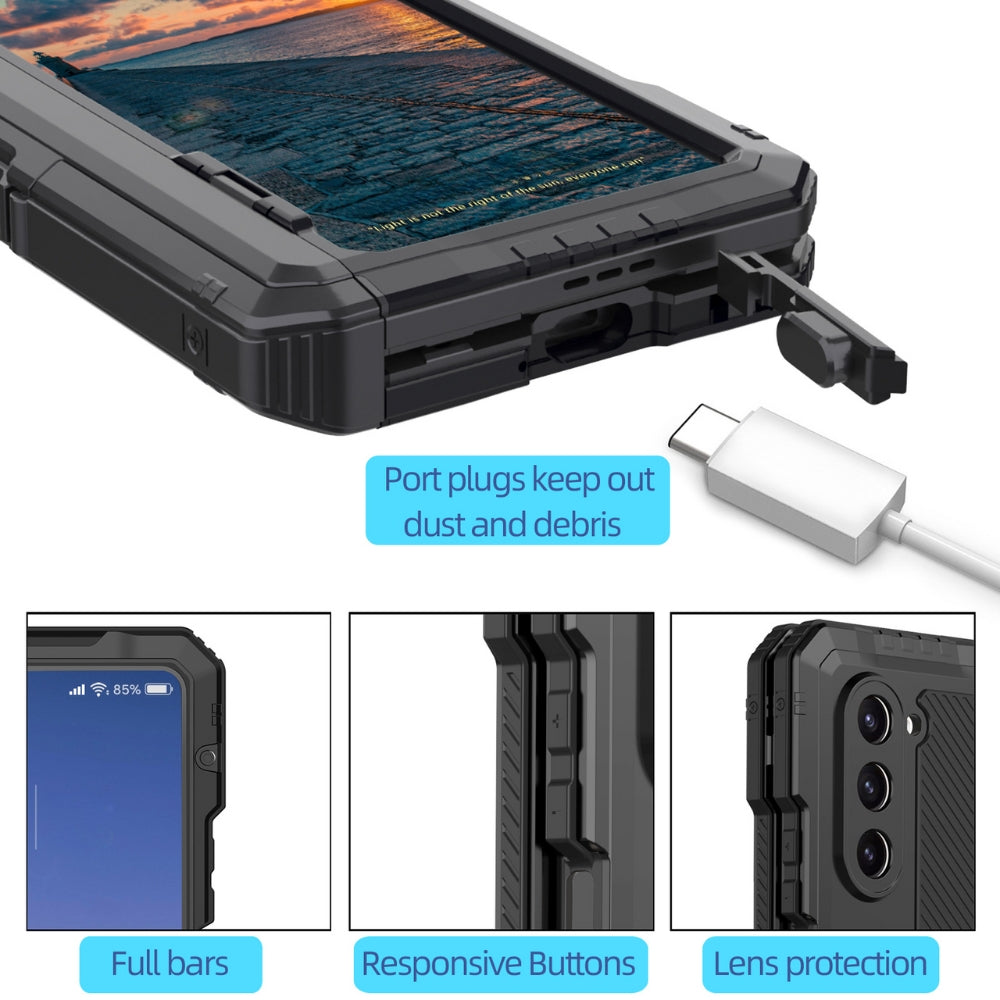 [With Invisible bracket] Samsung Galaxy Z Fold 5(SM-F946) - 360 Degree Full Coverage Military Grade Shockproof Phone Case - i-Station Mobile Phone & Electronic Device Repair and Accessories