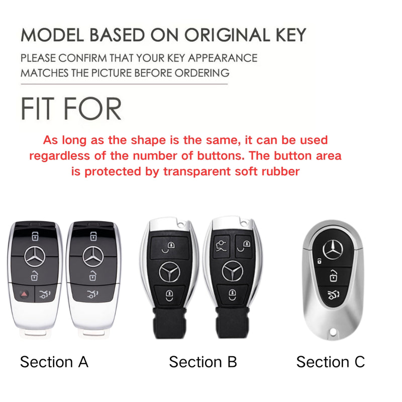 Load image into Gallery viewer, Mercedes Benz Alloy + Leather Protection Car Key Case For Benz A, B, C, E, S, G-Class, GLA, GLB, GLC, GLE, GLS, CLA, CLS, EQC
