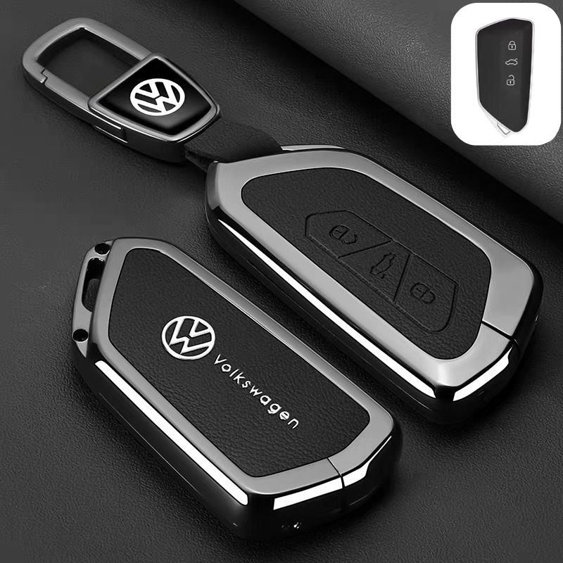 Load image into Gallery viewer, Volkswagen Premium Leather Protection Car Key Fob Case Cover For Lavida, Polo, Lamando L, Passat, ID.3, T-Cross, ID.4 X, Tiguan X
