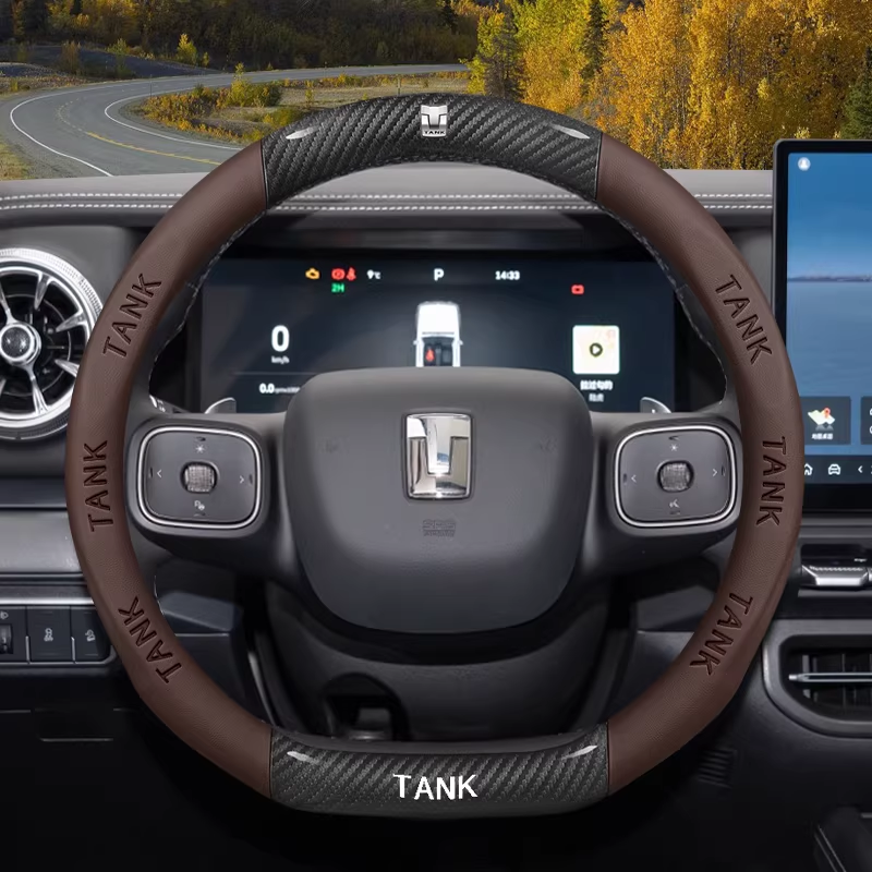 Load image into Gallery viewer, Great Wall Carbon Fiber &amp; Nappa Leather Grip Steering Wheel Cover for Tank 300, Tank 400, Tank 500 Hi4-T
