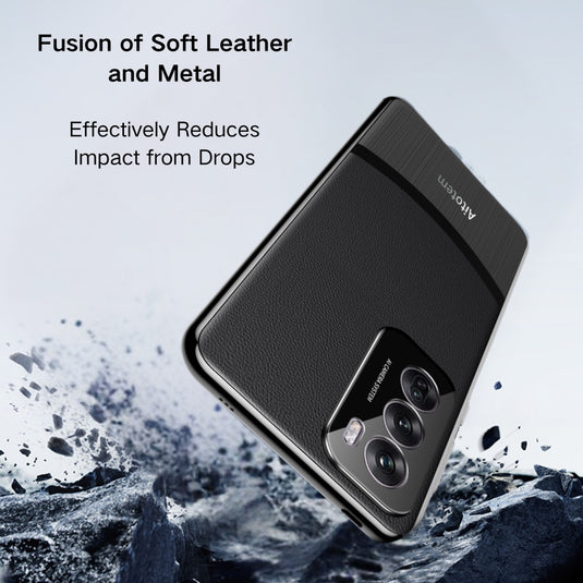 OPPO Reno12/Pro - Electroplated Spliced Vegan Leather Hard-Edge Shockproof Protective Case