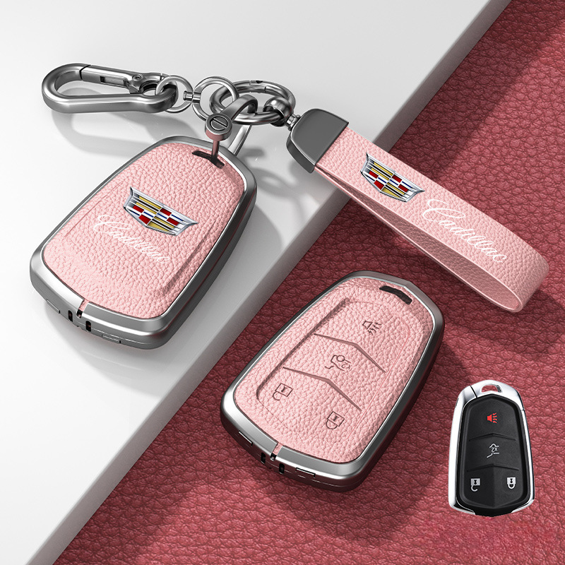 Load image into Gallery viewer, Cadillac Zinc Alloy + Leather Protection Car Key Fob Case Cover For XT5, TS-L, CT6, XT4, XTS - i-Station Mobile Phone &amp; Electronic Device Repair and Accessories
