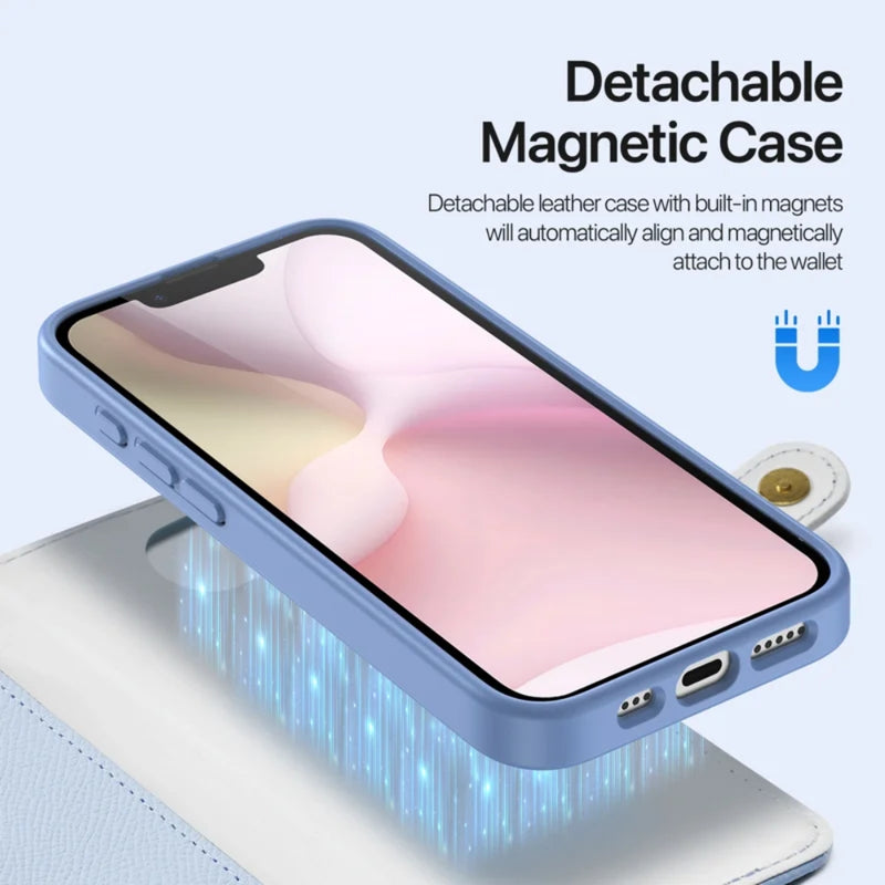 Load image into Gallery viewer, [Detachable][With Card Slot] Apple iPhone 16e - Detachable Magnetic Genuine Leather Wallet Case
