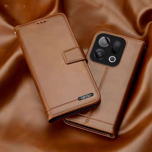 [With Card Slot] Oppo Find X9/Pro - Business Genuine Leather Flip Wallet Case