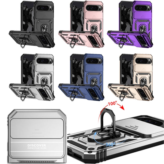 [360° Rotating Bracket] Google Pixel 9/Pro/Pro XL - TPU+PC 2 in 1 Slide-Window Kickstand Anti-Drop Protective Case