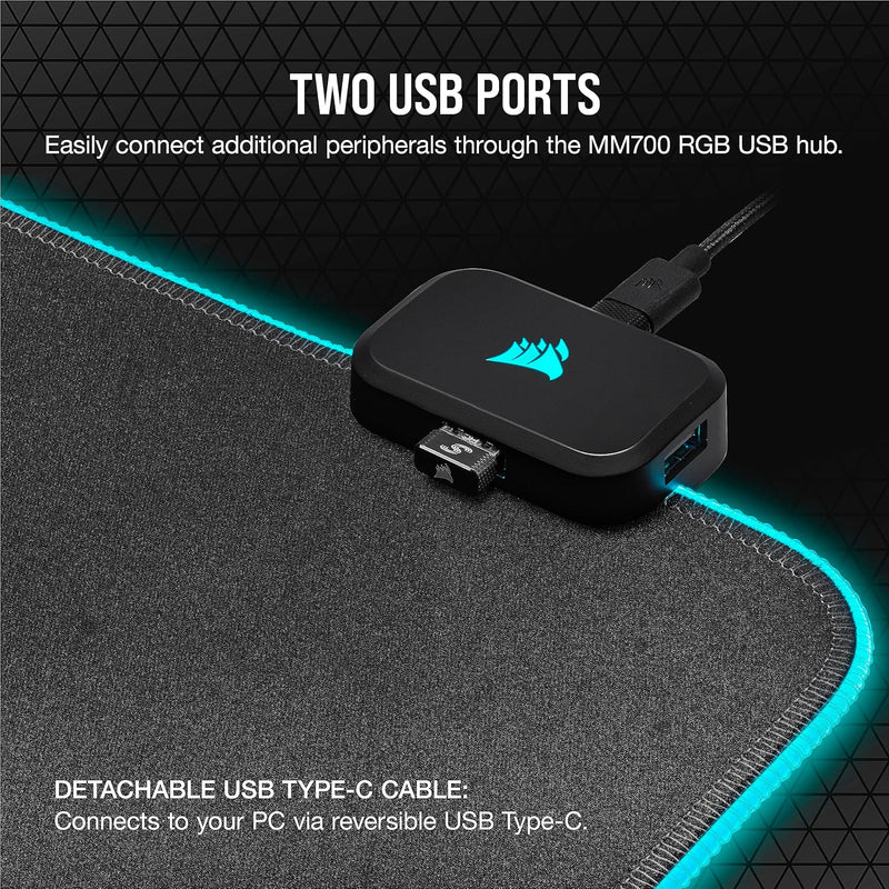 Load image into Gallery viewer, CORSAIR MM700 RGB Extended XL Cloth Gaming Mouse Pad Black CH-9417070-WW
