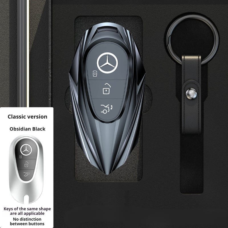 Load image into Gallery viewer, Mercedes Benz Mecha Style Zinc Alloy Key Case For Benz A, B, C, E, S, G-Class, GLA, GLB, GLC, GLE, GLS, CLA, CLS, EQC
