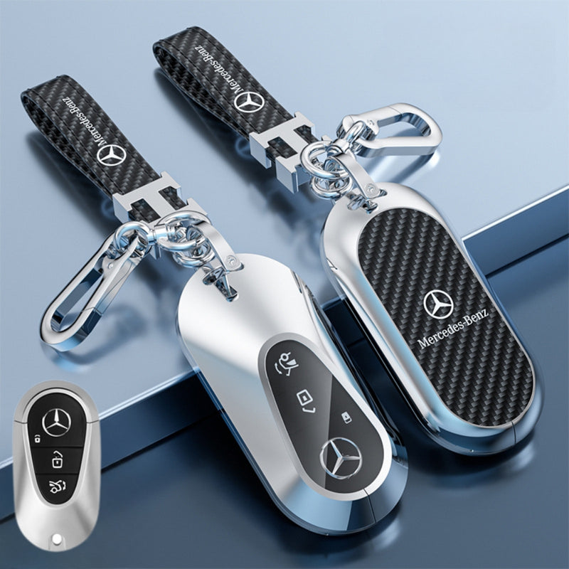 Load image into Gallery viewer, Mercedes Benz Zinc Alloy + Carbon Fiber Texture Car Key Case For Benz A, B, C, E, S, G-Class, GLA, GLB, GLC, GLE, GLS, CLA, CLS, EQC
