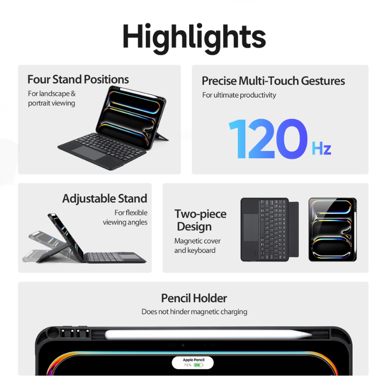 Load image into Gallery viewer, [Detachable][Built-in Pencil Slot] Apple iPad Pro 11-inch M4/M5 (2024/2025) Wireless Bluetooth Touchpad Keyboard Case with Backlit - i-Station Mobile Phone &amp; Electronic Device Repair and Accessories
