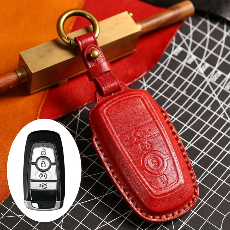 Load image into Gallery viewer, Ford Handcrafted Genuine Leather Folding Key Protective Case For Raptor F-150, Focus, Escort, Mondeo, Edge, Explorer, Mustang
