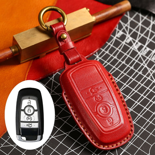 Ford Handcrafted Genuine Leather Folding Key Protective Case For Raptor F-150, Focus, Escort, Mondeo, Edge, Explorer, Mustang