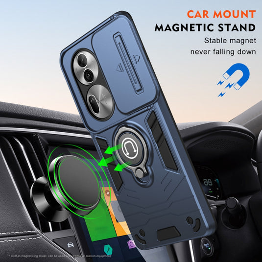 [Built-in Stand][With Slide Lens Cover] OPPO Reno11/Pro/F - PC + TPU 2 in 1 Anti-Drop Protective Shell Case