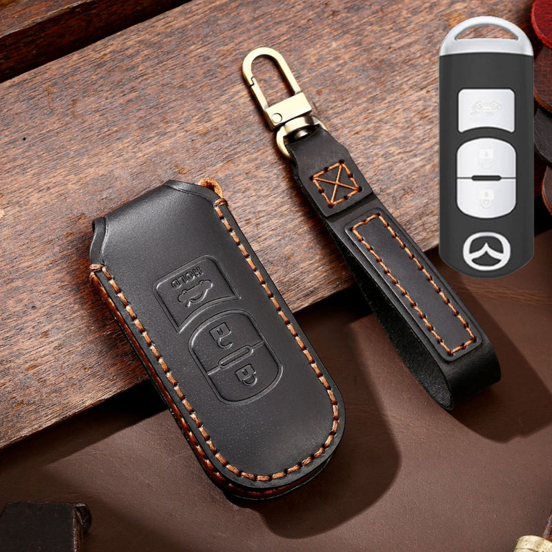 Load image into Gallery viewer, Mazda Handcrafted Genuine Leather Folding Key Protective Case For CX-5, CX-4, CX-3
