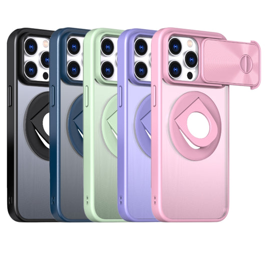 [Built-in Stand][With Slide Lens Cover] Apple iPhone 15/Plus/Pro/Max - Electroplating Anti-Drop Protective Shell Case