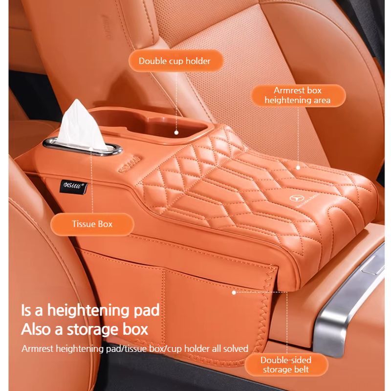 Load image into Gallery viewer, Mercedes-Benz Car Multi-Functional Leather Armrest Box Heightening Pad for A-Class, C-Class, E-Class, S-Class, GLA, GLB, GLC, GLE
