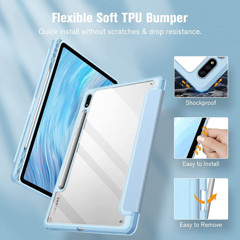 Load image into Gallery viewer, [With Pen Slot] Samsung Galaxy Tab S7 Plus/S7 FE/S8 Plus 12.4&quot; - Transparent Acrylic Back Stand Tablet Case
