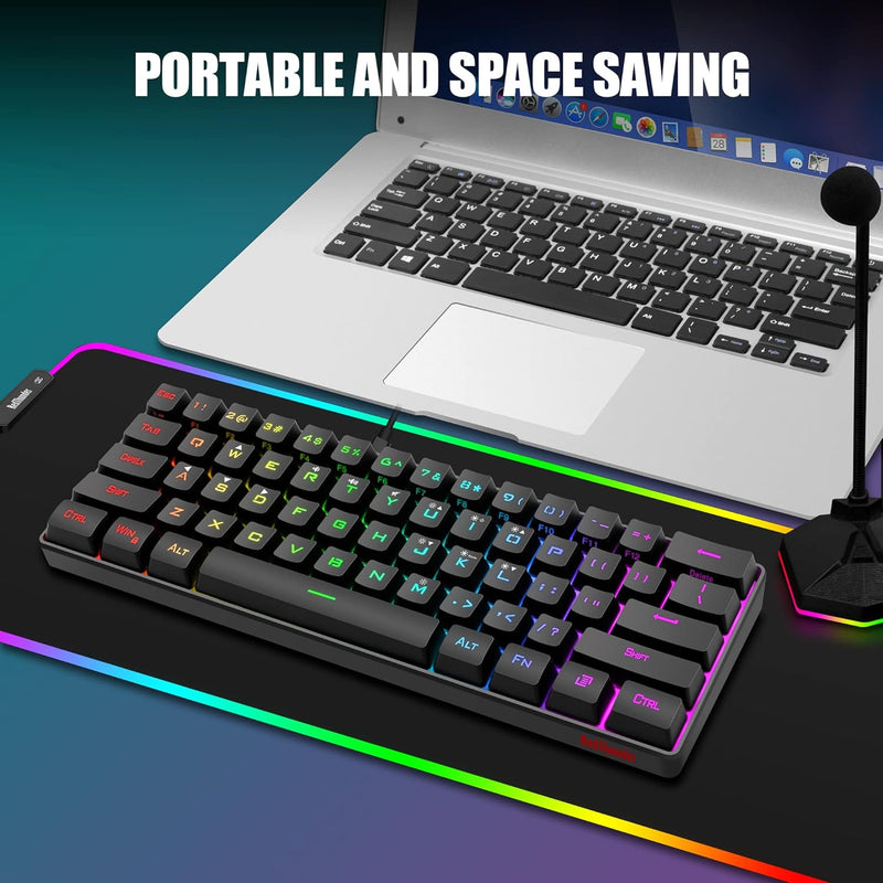 Load image into Gallery viewer, 60% Gaming Keyboard and Mouse Combo, Ultra-Compact 61 Keys RGB Backlit Mini Keyboard, Lightweight 6400 DPI Honeycomb Optical, Wired Gaming Set for PC MAC PS5 Xbox Gamer
