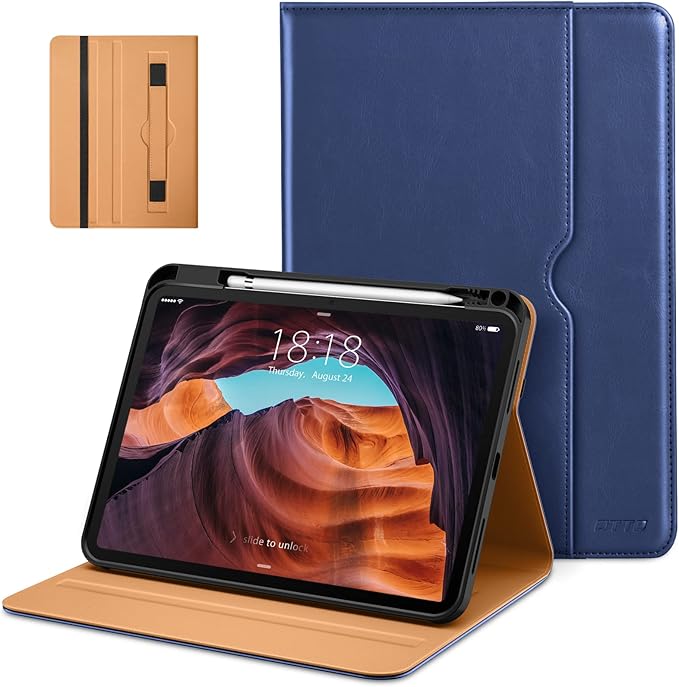 Load image into Gallery viewer, Apple iPad 10th 10.9&quot; 2022 - Premium Leather Business Folio Stand Cover With Pencil Holder - Auto Wake/Sleep And Multiple Viewing Angles Leather Case
