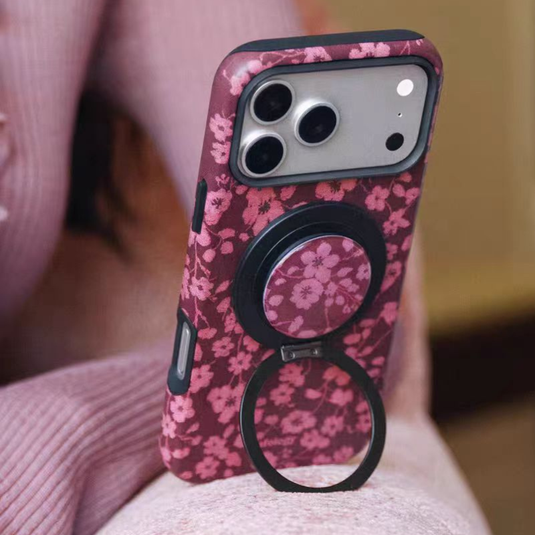 [Magsafe Compatible][With Stand] Apple iPhone 15/Plus/Pro/Pro Max 2-in-1 Floral Protective Phone Case