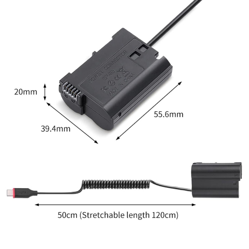 Load image into Gallery viewer, [EN-EL15][Type-C] Nikon Z5 Z6 Z7 D750 D810 D800 D7500 D7200 D7100 D850 D7000 - Cameras Spring Cable Dummy Battery
