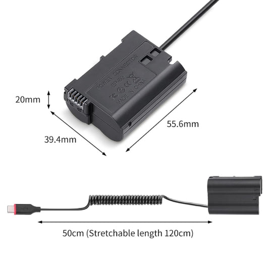 [EN-EL15][Type-C] Nikon Z5 Z6 Z7 D750 D810 D800 D7500 D7200 D7100 D850 D7000 - Cameras Spring Cable Dummy Battery
