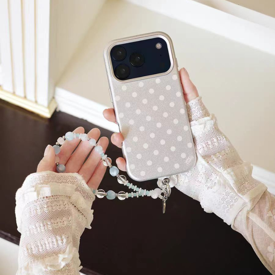 [Built-in Lint] Apple iPhone 17/Pro/Pro Max - Polka Dot PU Leather Full-Cover Shockproof Case