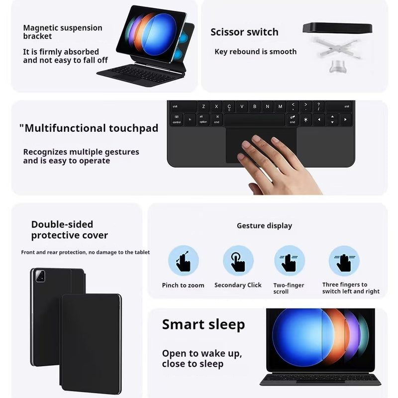 Load image into Gallery viewer, [Detachable] Xiaomi Mi Pad 6S Pro 12.4’’ 2024 Wireless Magnetic Touchpad Keyboard Case
