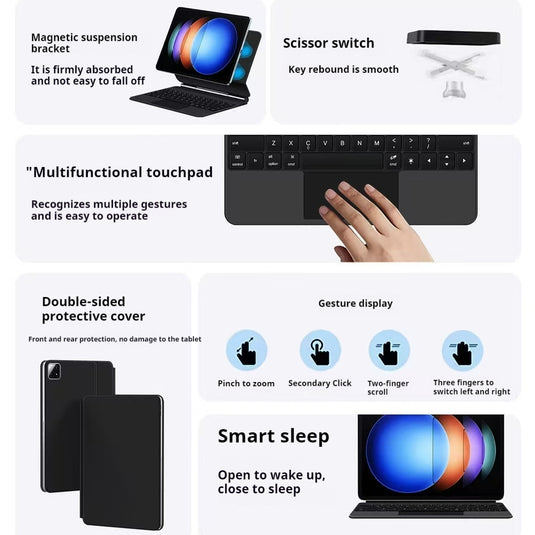 [Detachable] Xiaomi Mi Pad 6S Pro 12.4’’ 2024 Wireless Magnetic Touchpad Keyboard Case