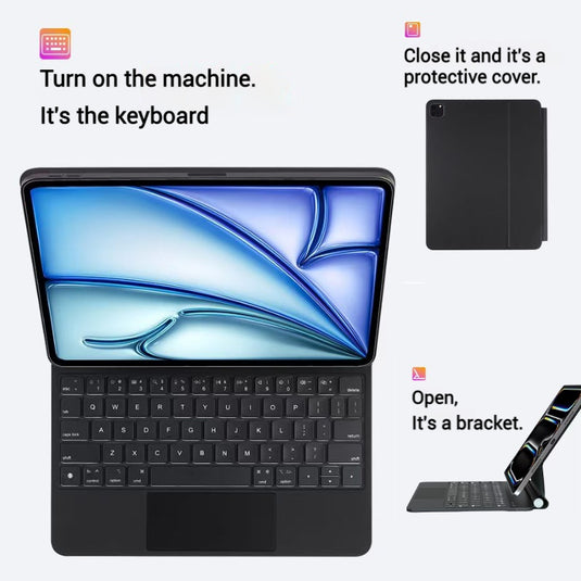 [With Touchpad][Magic Keybord] Apple iPad Air 13-inch M2/M3 (2024/2025) Smart Multi-Touch Trackpad Magnetic Wireless Keyboard Case With RGB Backlit