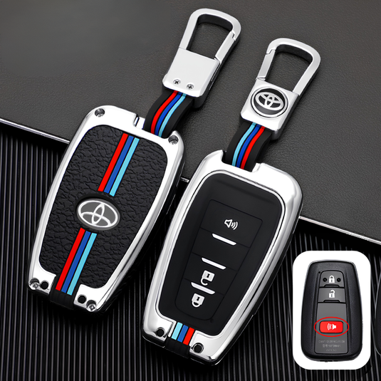 Toyota Metal Shell & Soft Silicone Full Protection Car Key Fob Case Cover For Camry RAV4 Highlander Avalon C-HR Prius Corolla - i-Station Mobile Phone & Electronic Device Repair and Accessories