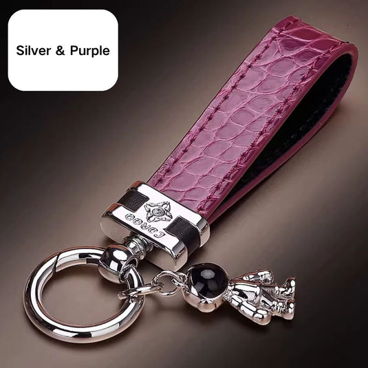 Premium Genuine Leather Keychain Pendant, Refined & Timeless Gift