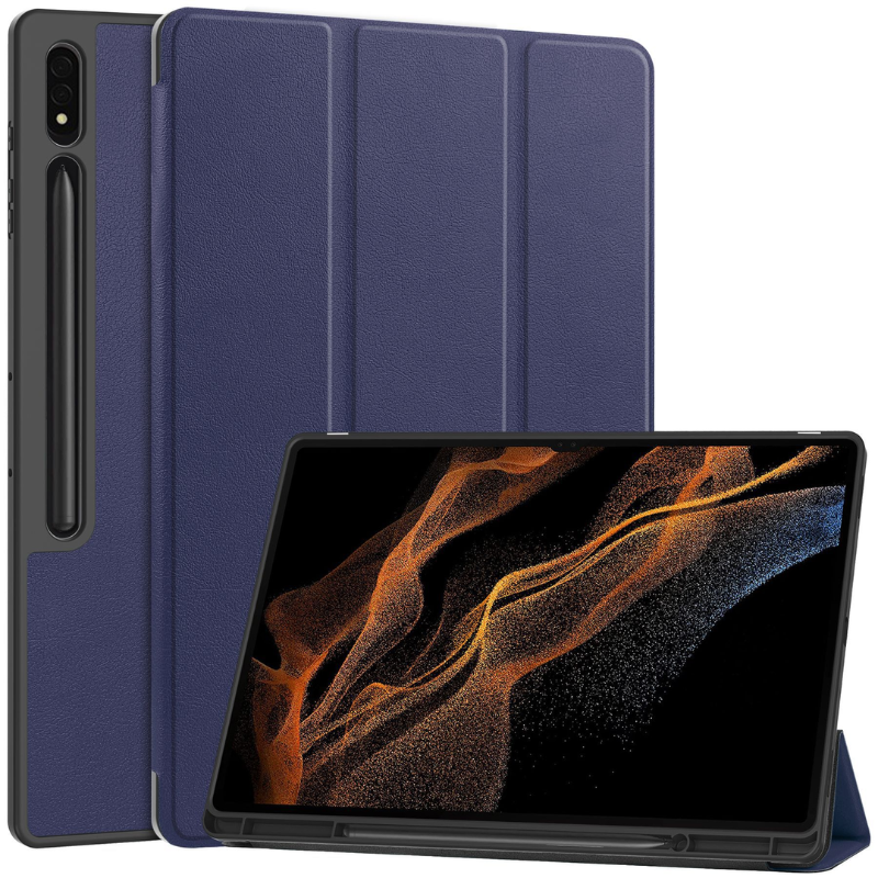 Load image into Gallery viewer, [With Pen Slot] Samsung Galaxy Tab S9 Ultra 14.6’’ 2023 (X910) Tri-fold TPU Leather Soft Case
