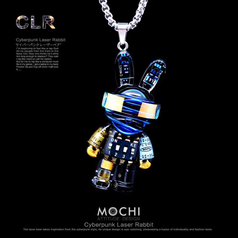 Load image into Gallery viewer, MOCHI Cyberpunk Laser Rabbit Keychain for Car Keys &amp; Bag Pendant
