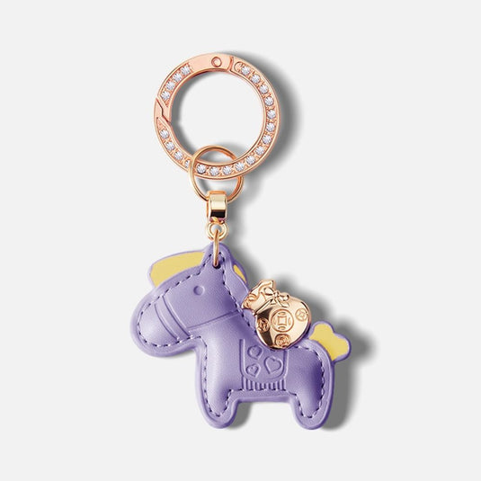 Hinne Personalized Creative Leather Keychain Rhinestone Charm & Pendant